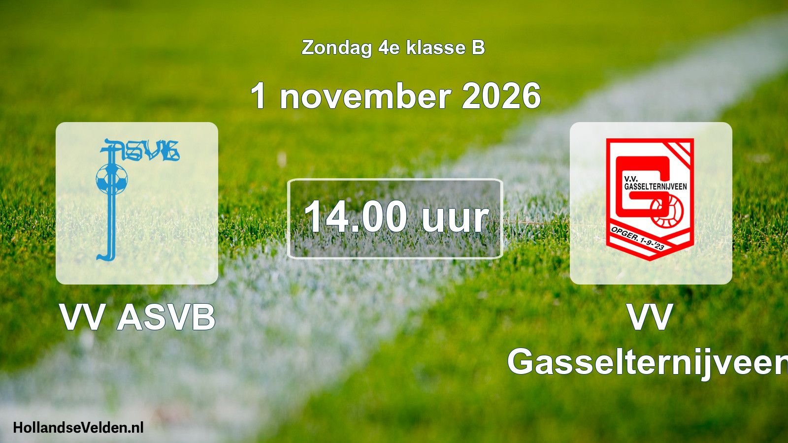 Geplande wedstrijd: VV ASVB - VV Gasselternijveen (1 november 2026)