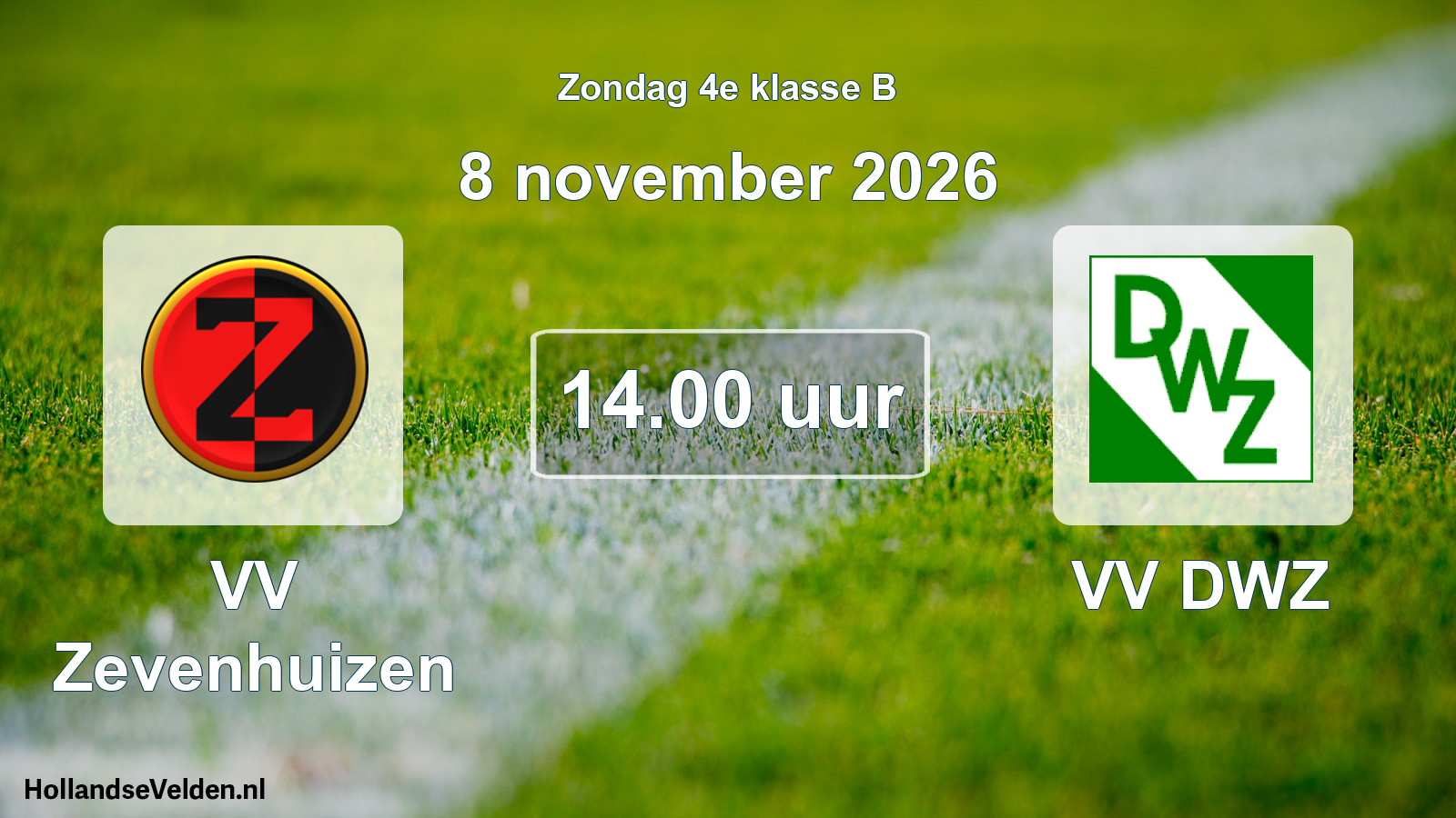 Geplande wedstrijd: VV Zevenhuizen - VV DWZ (8 november 2026)