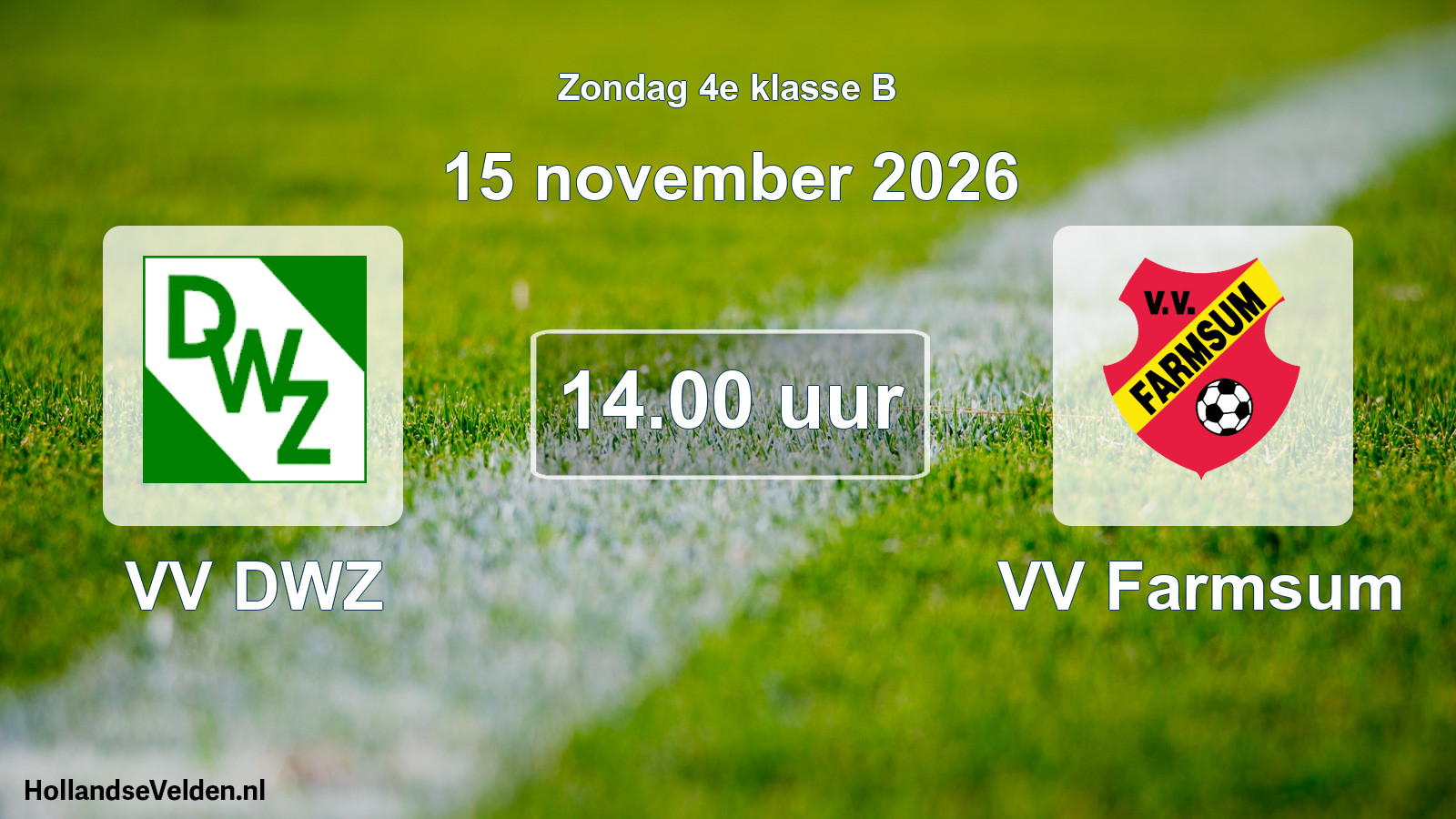 Geplande wedstrijd: VV DWZ - VV Farmsum (15 november 2026)