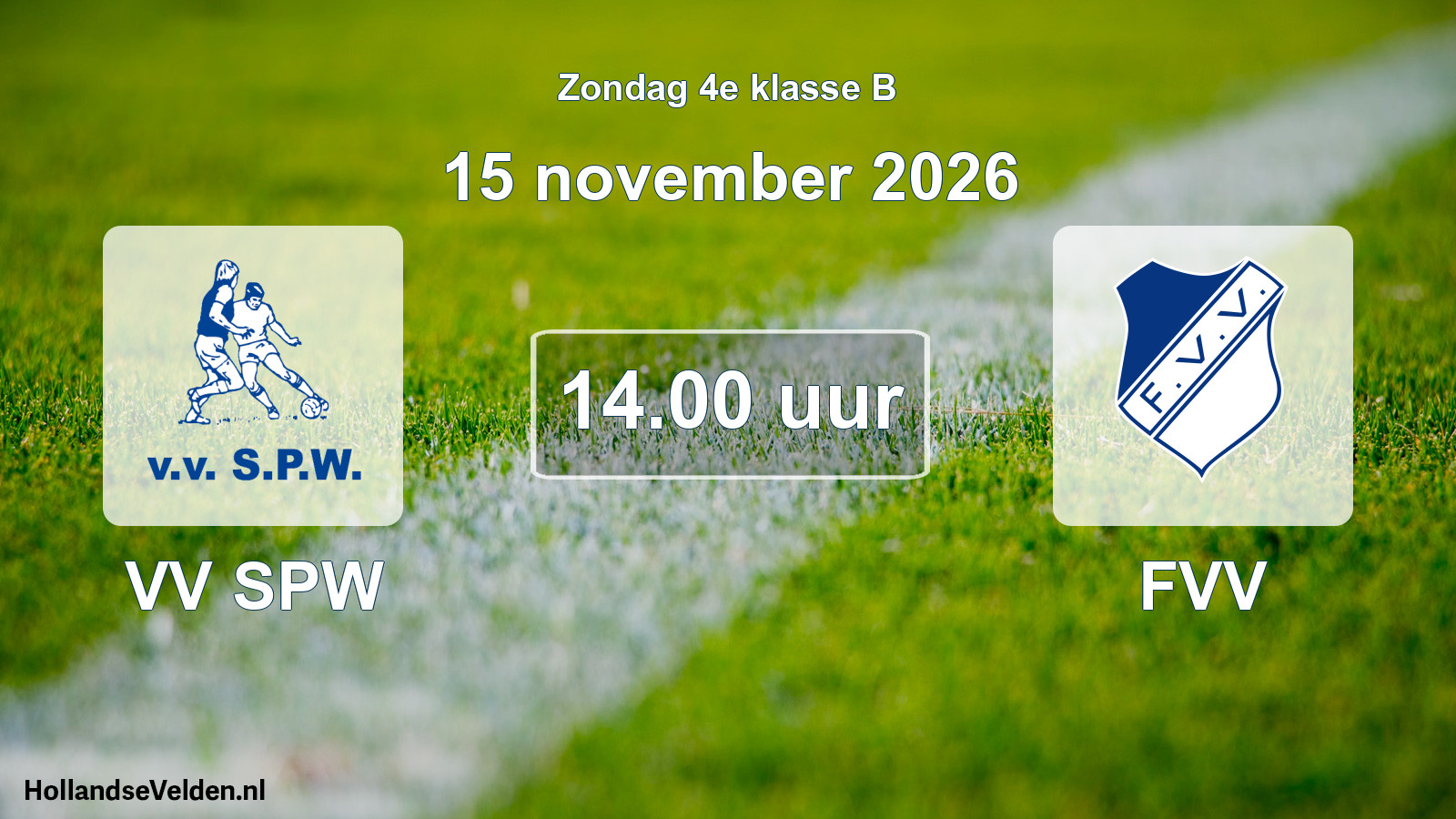 Geplande wedstrijd: VV SPW - FVV (15 november 2026)