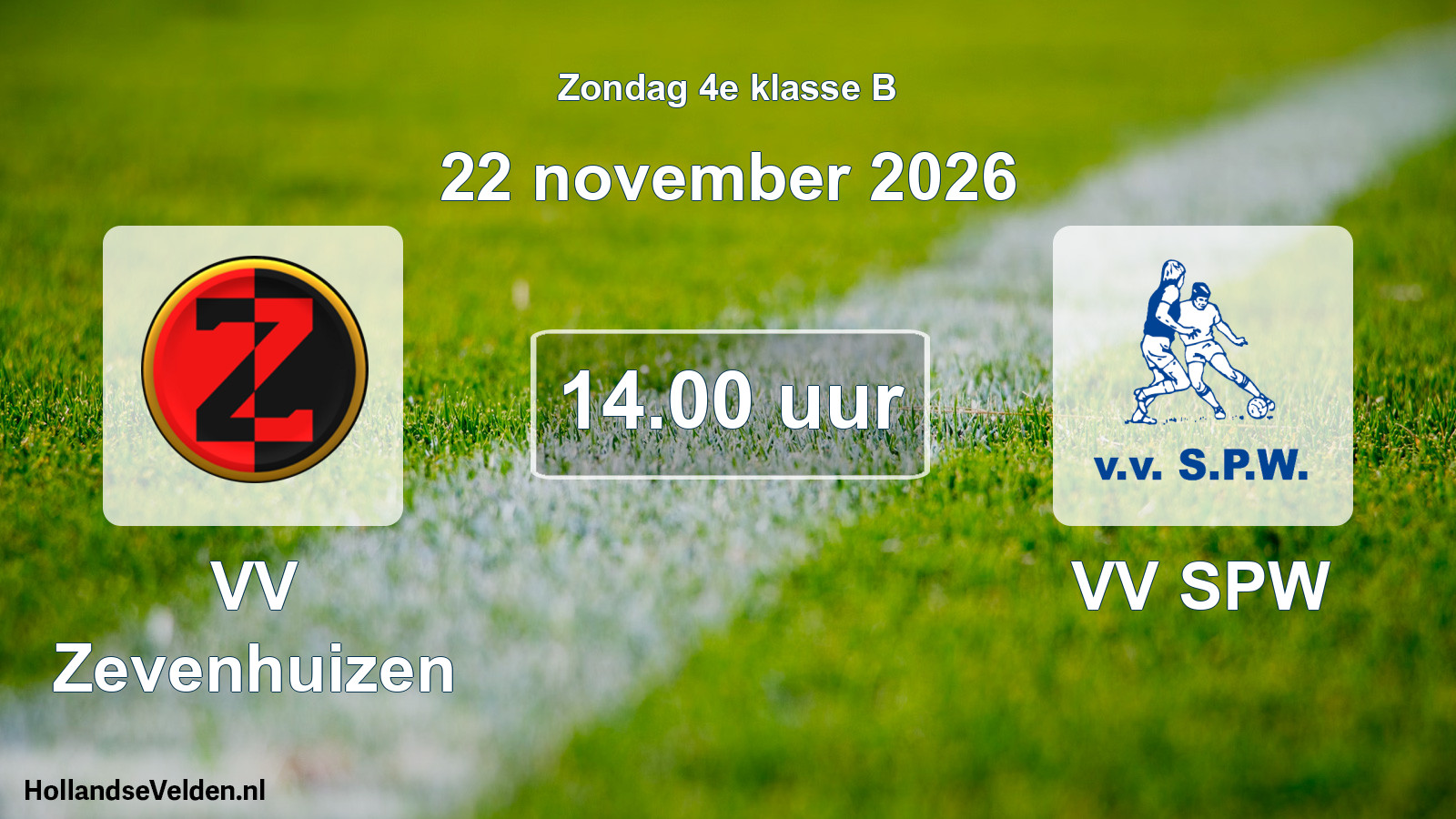 Geplande wedstrijd: VV Zevenhuizen - VV SPW (22 november 2026)