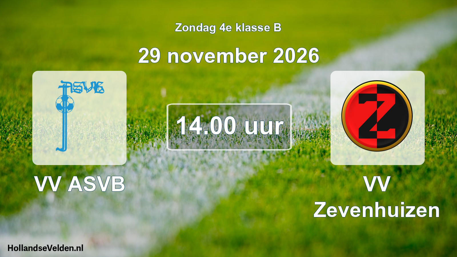 Geplande wedstrijd: VV ASVB - VV Zevenhuizen (29 november 2026)