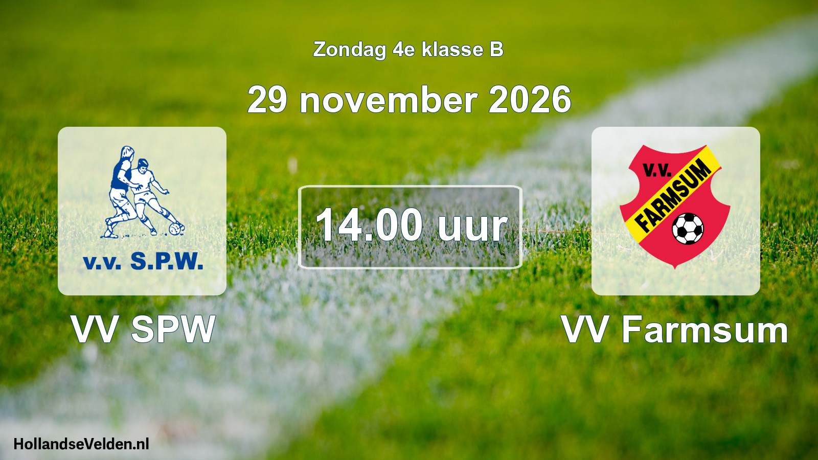 Geplande wedstrijd: VV SPW - VV Farmsum (29 november 2026)