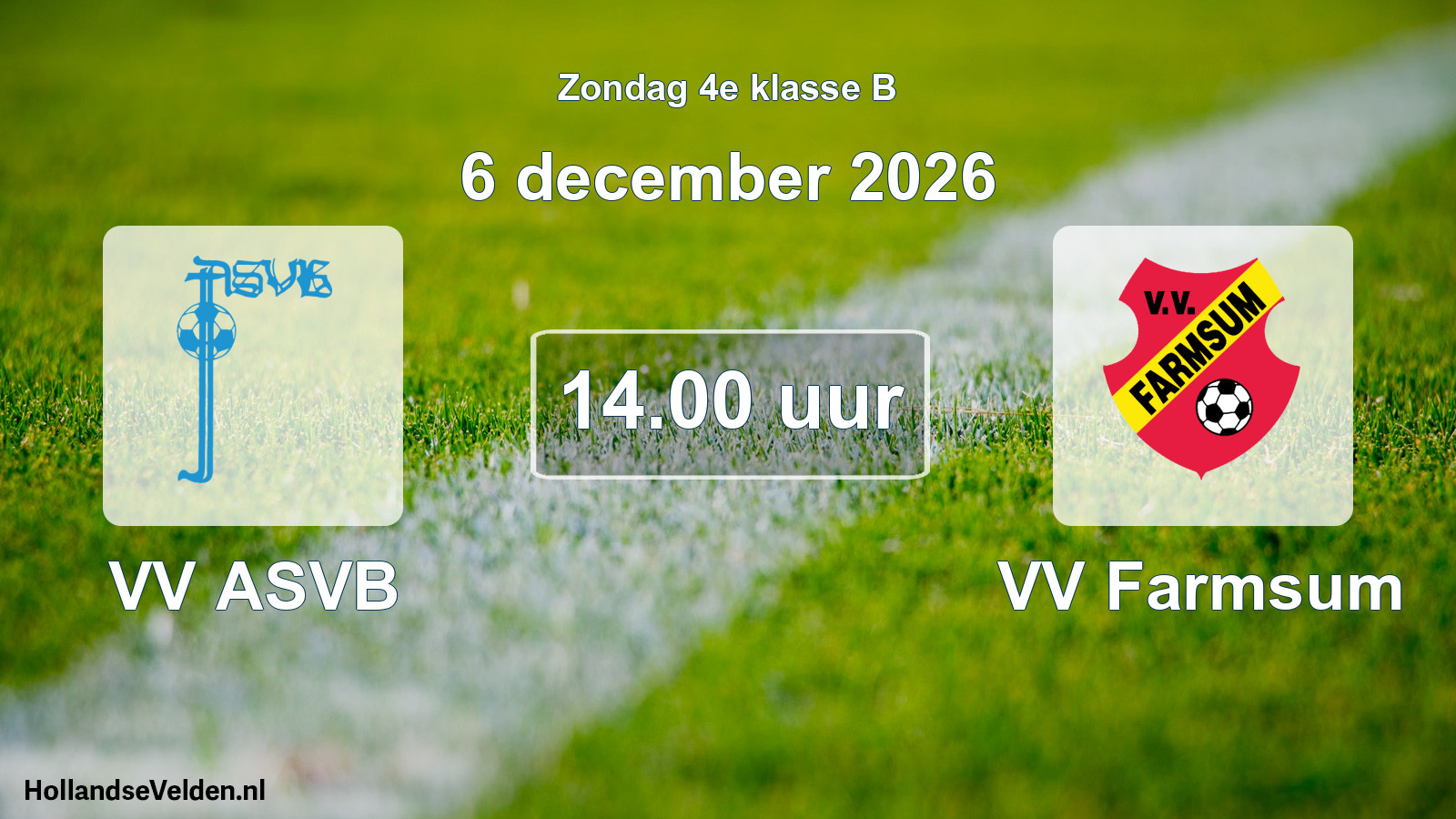 Geplande wedstrijd: VV ASVB - VV Farmsum (6 december 2026)