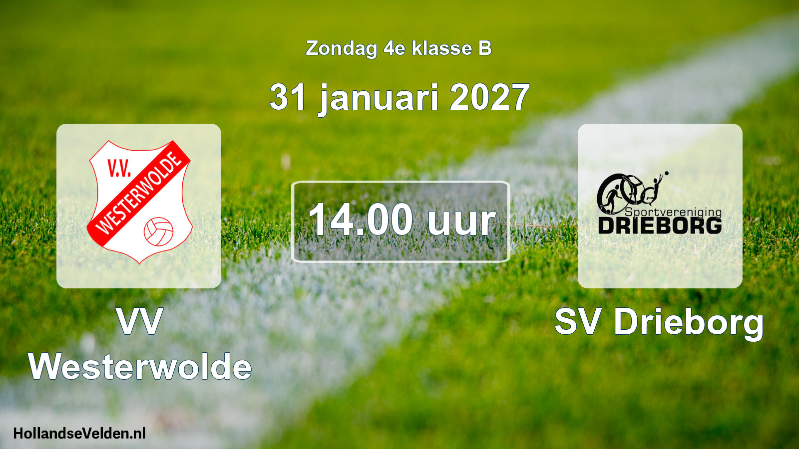 Geplande wedstrijd: VV Westerwolde - SV Drieborg (31 januari 2027)