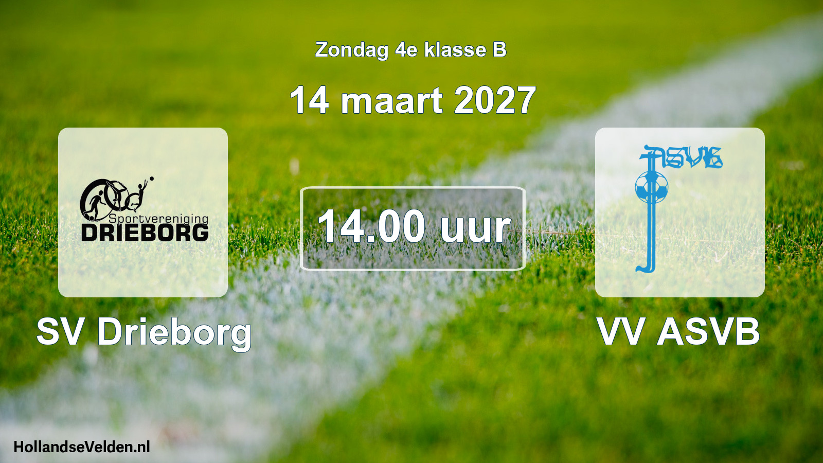 Geplande wedstrijd: SV Drieborg - VV ASVB (14 maart 2027)