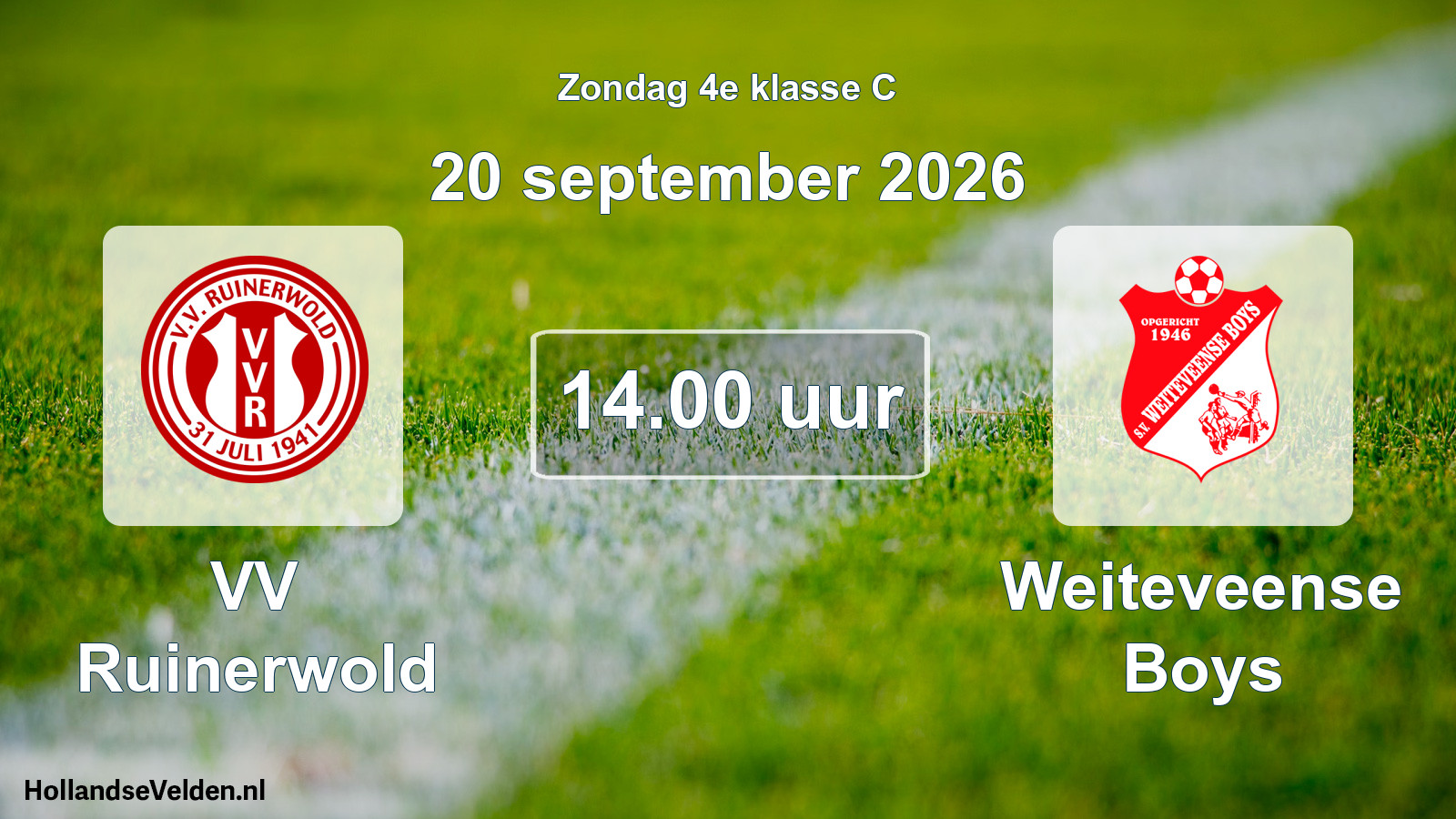 Geplande wedstrijd: VV Ruinerwold - Weiteveense Boys (20 september 2026)