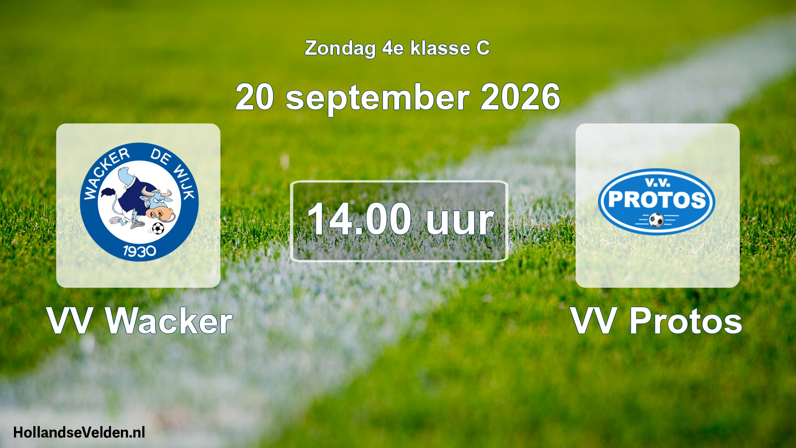 Geplande wedstrijd: VV Wacker - VV Protos (20 september 2026)