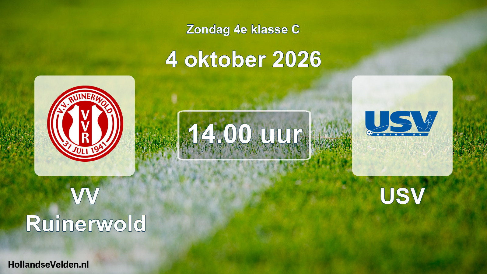 Geplande wedstrijd: VV Ruinerwold - USV (4 oktober 2026)