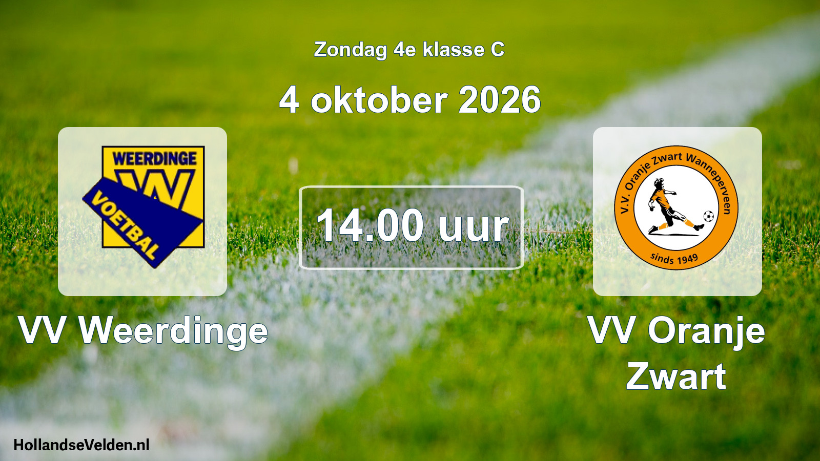 Geplande wedstrijd: VV Weerdinge - VV Oranje Zwart (4 oktober 2026)