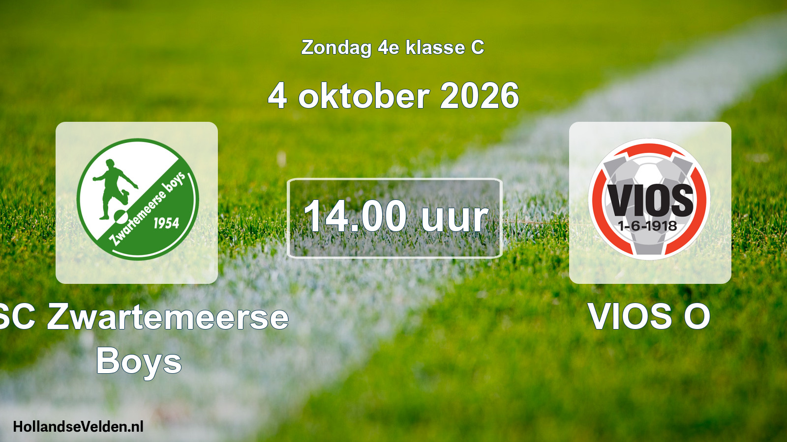 Geplande wedstrijd: SC Zwartemeerse Boys - VIOS O (4 oktober 2026)