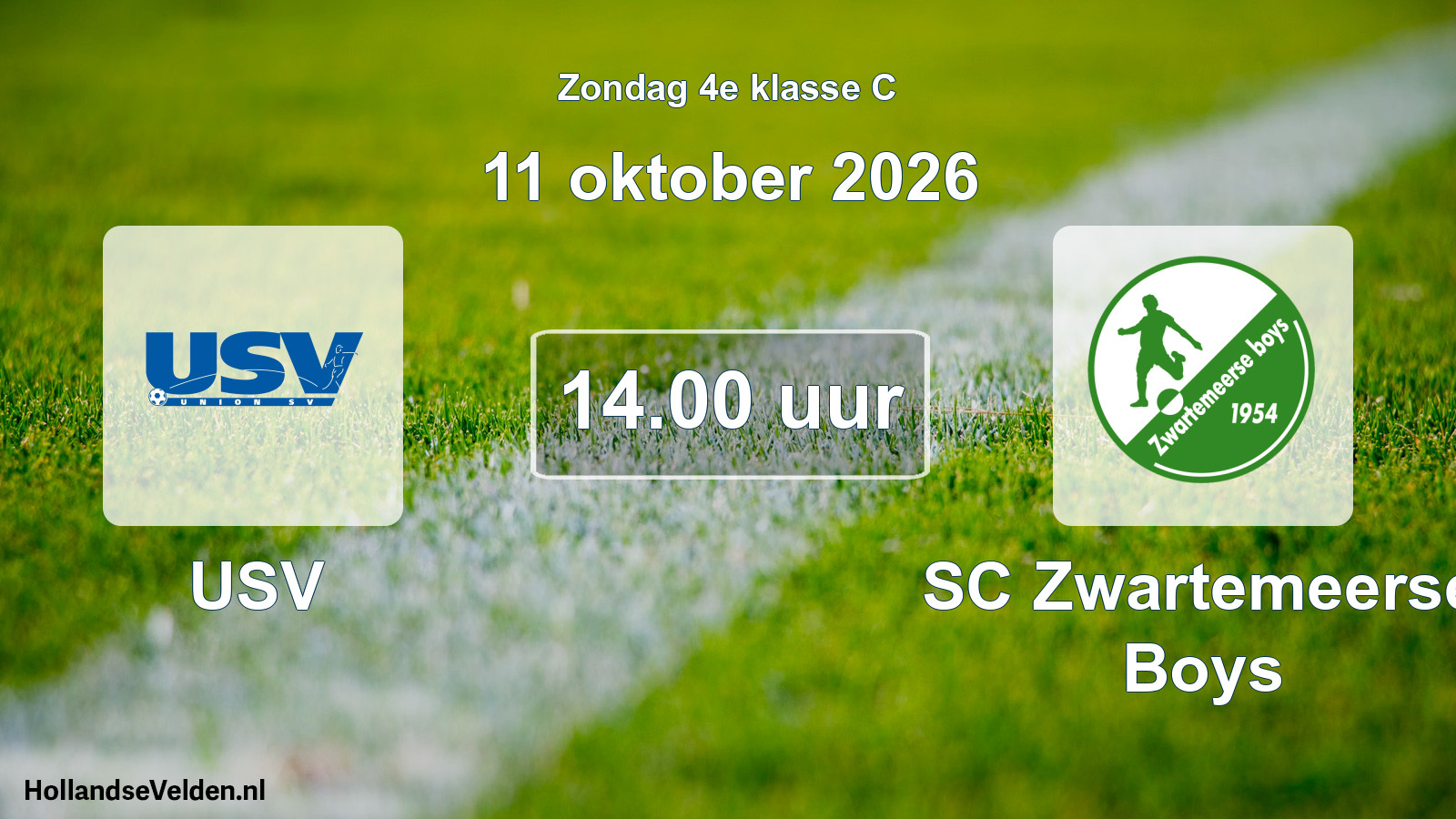 Geplande wedstrijd: USV - SC Zwartemeerse Boys (11 oktober 2026)