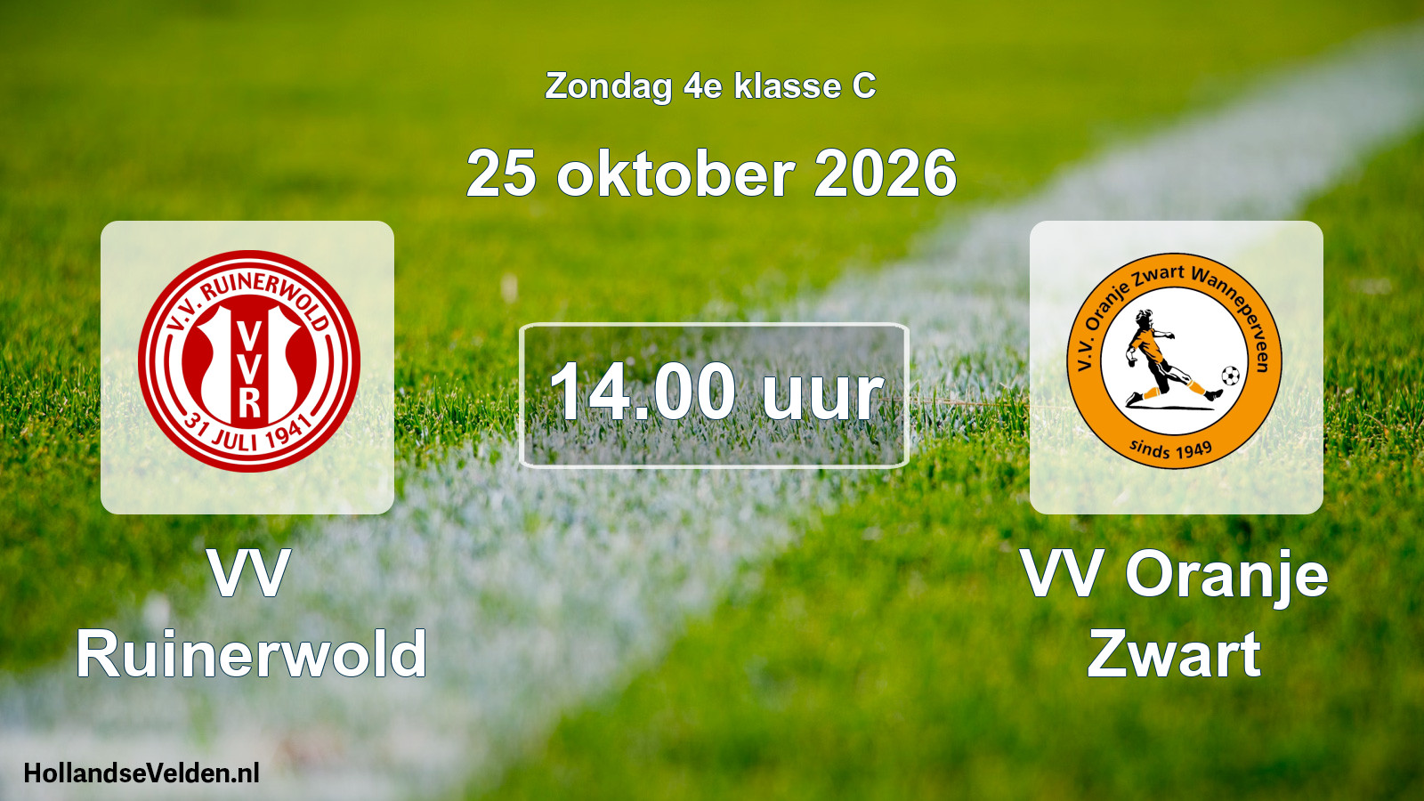 Geplande wedstrijd: VV Ruinerwold - VV Oranje Zwart (25 oktober 2026)