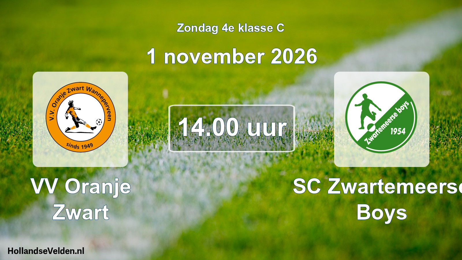 Scheduled Match: VV Oranje Zwart - SC Zwartemeerse Boys (1 November 2026)
