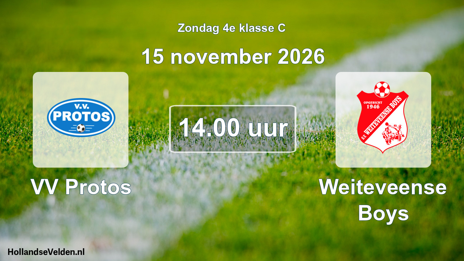 Geplande wedstrijd: VV Protos - Weiteveense Boys (15 november 2026)