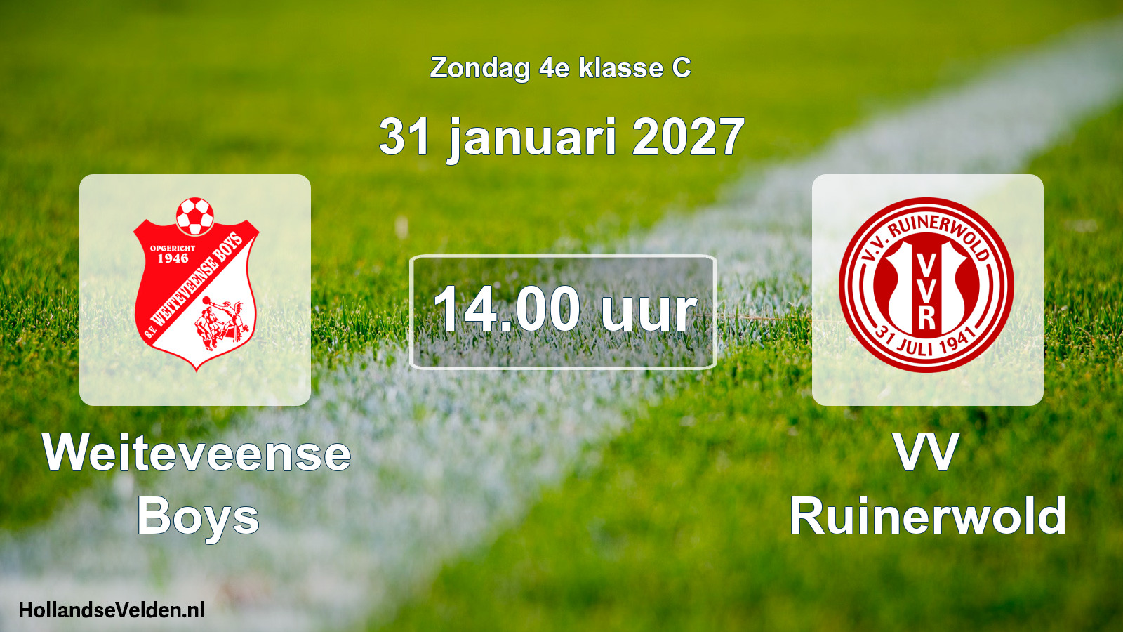 Geplande wedstrijd: Weiteveense Boys - VV Ruinerwold (31 januari 2027)