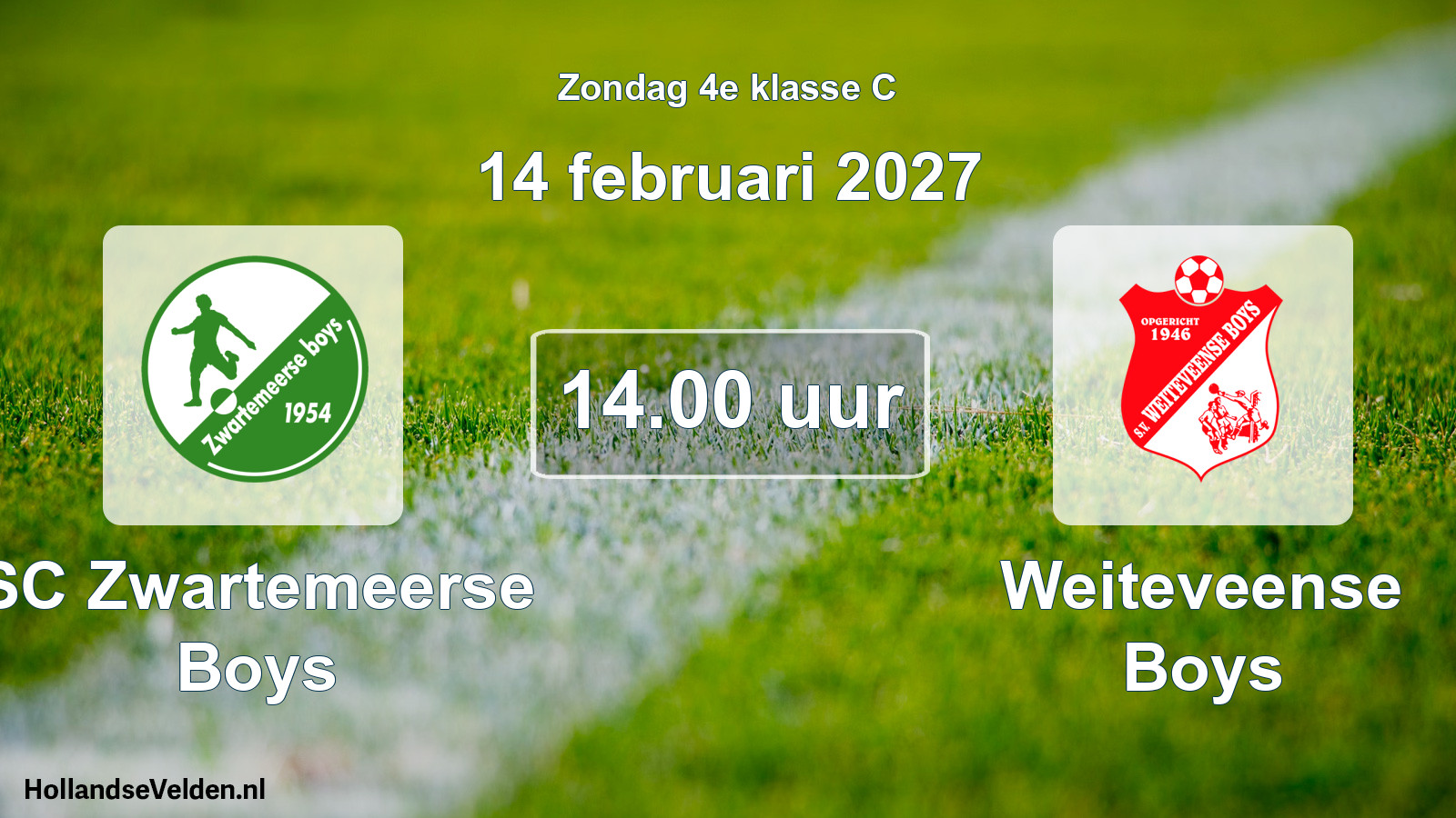 Scheduled Match: SC Zwartemeerse Boys - Weiteveense Boys (14 February 2027)
