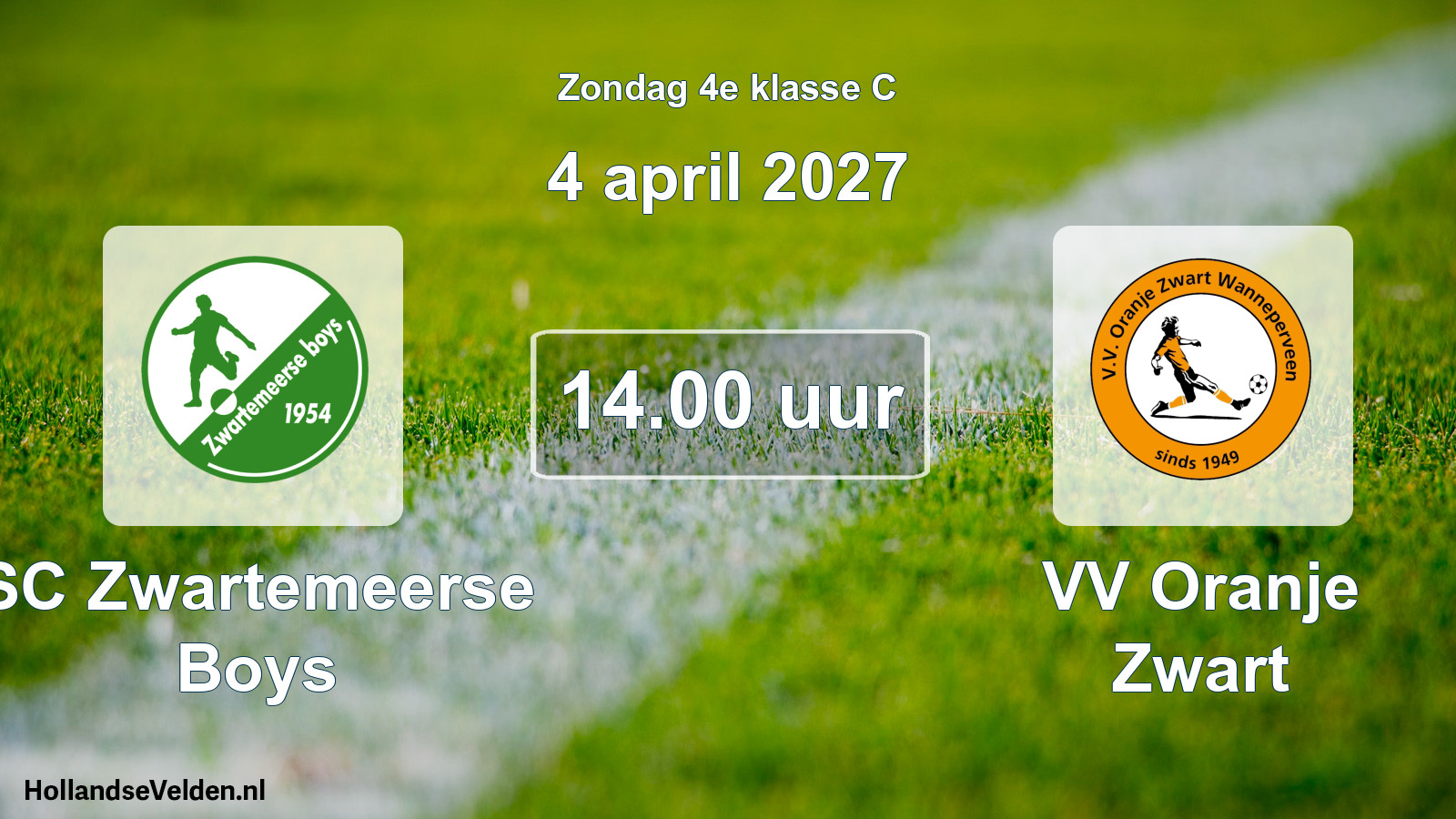 Scheduled Match: SC Zwartemeerse Boys - VV Oranje Zwart (4 April 2027)