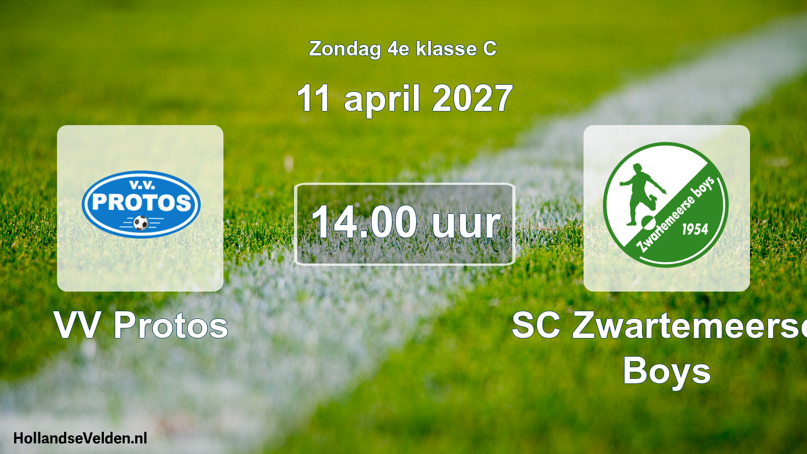 Geplande wedstrijd: VV Protos - SC Zwartemeerse Boys (11 april 2027)