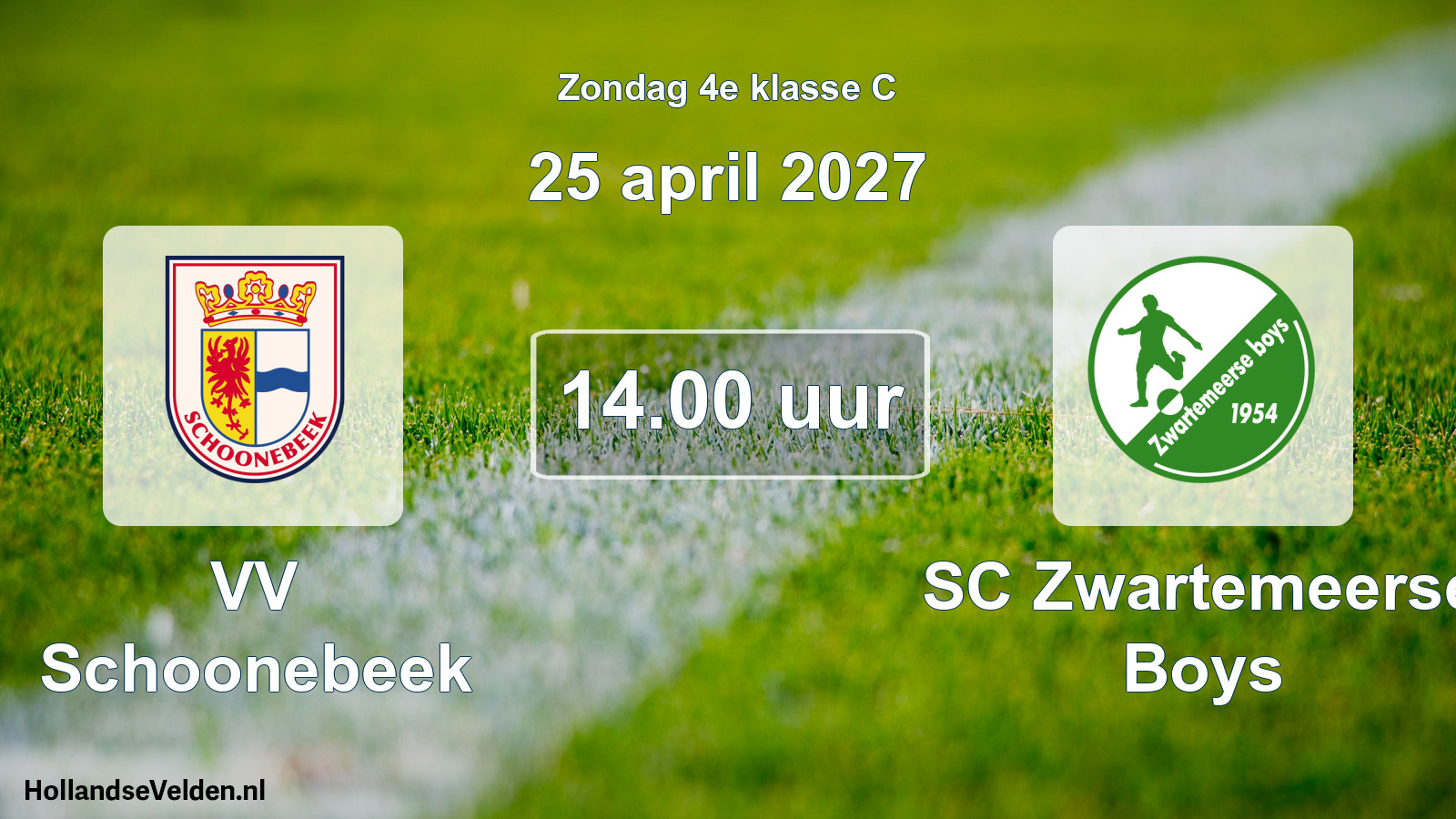 Geplande wedstrijd: VV Schoonebeek - SC Zwartemeerse Boys (25 april 2027)
