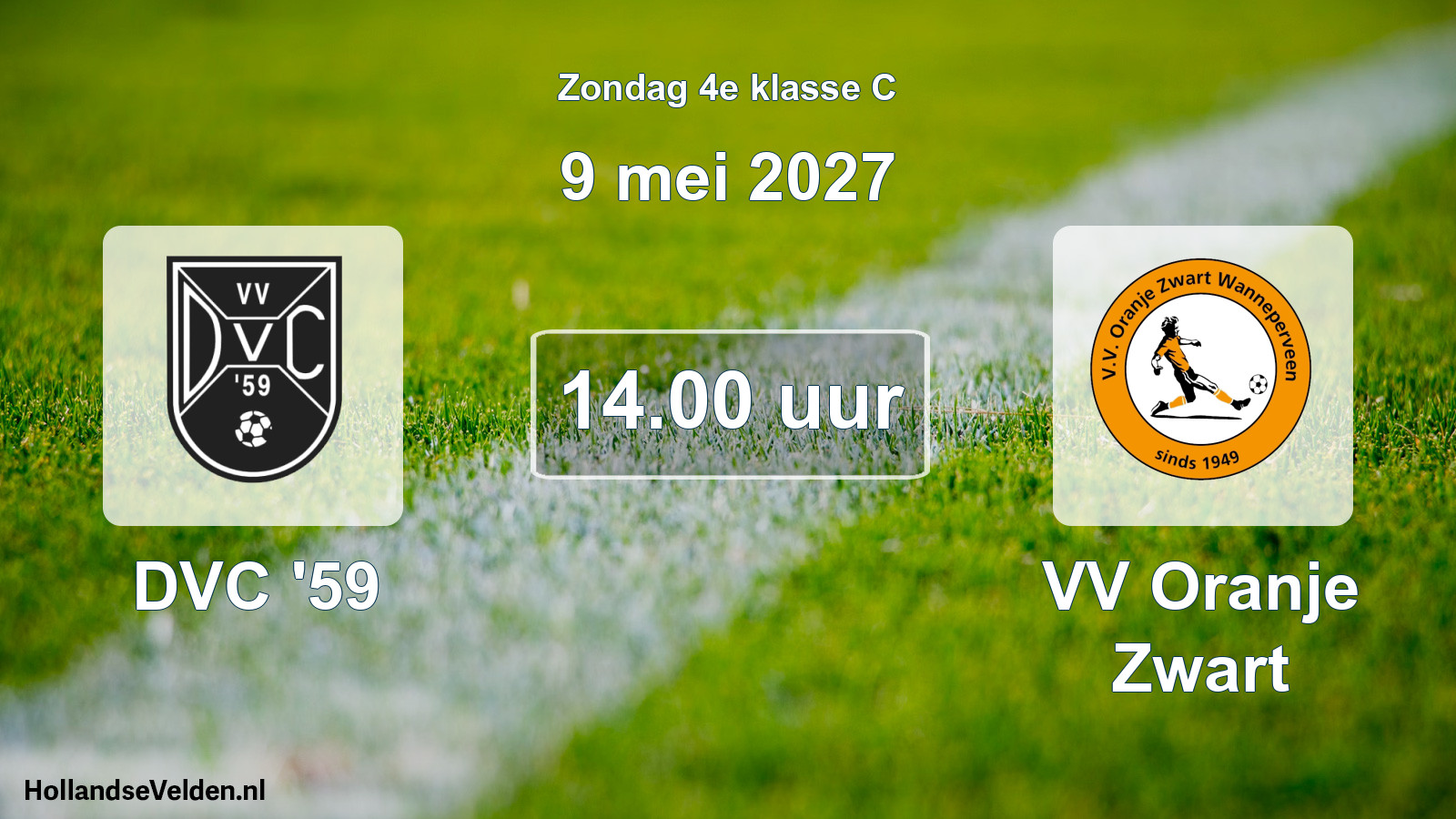 Geplande wedstrijd: DVC '59 - VV Oranje Zwart (9 mei 2027)