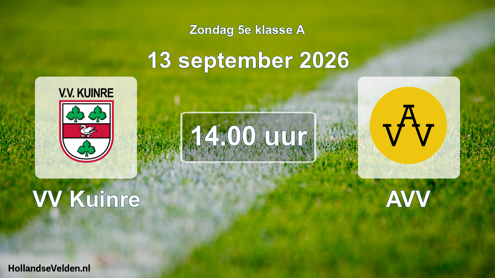 Geplande wedstrijd: VV Kuinre - AVV (13 september 2026)