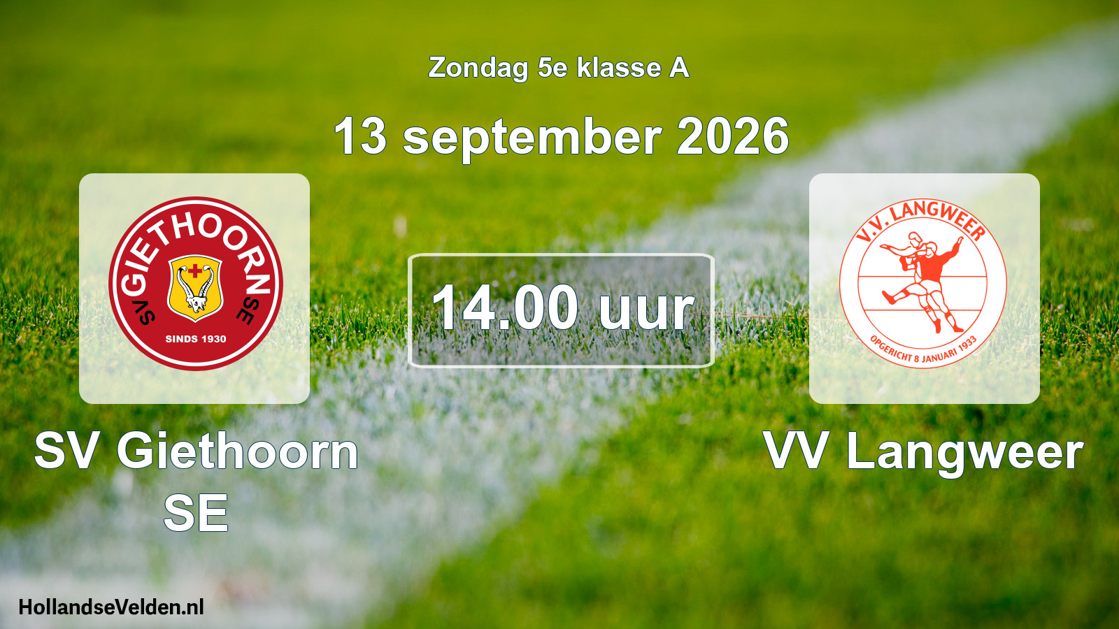 Geplande wedstrijd: SV Giethoorn SE - VV Langweer (13 september 2026)