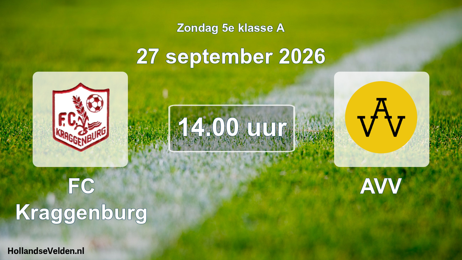 Geplande wedstrijd: FC Kraggenburg - AVV (27 september 2026)