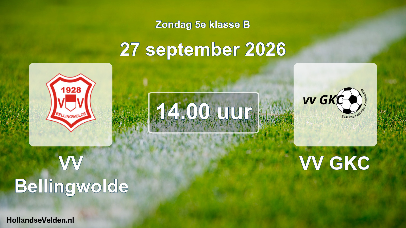 Geplande wedstrijd: VV Bellingwolde - VV GKC (27 september 2026)