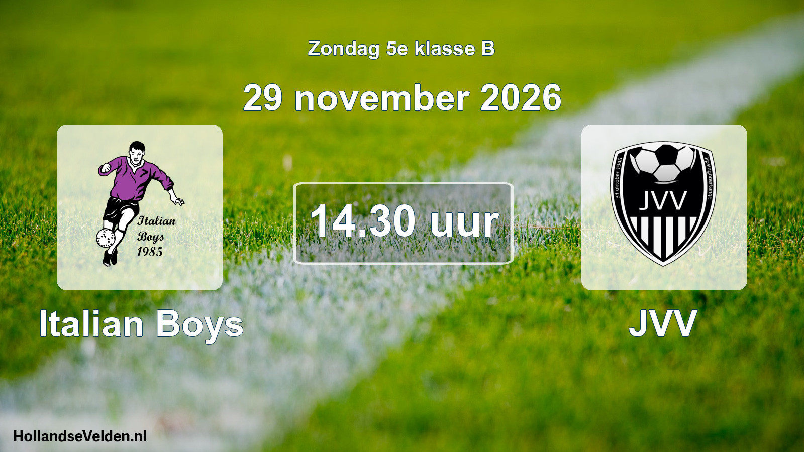 Geplande wedstrijd: Italian Boys - JVV (29 november 2026)