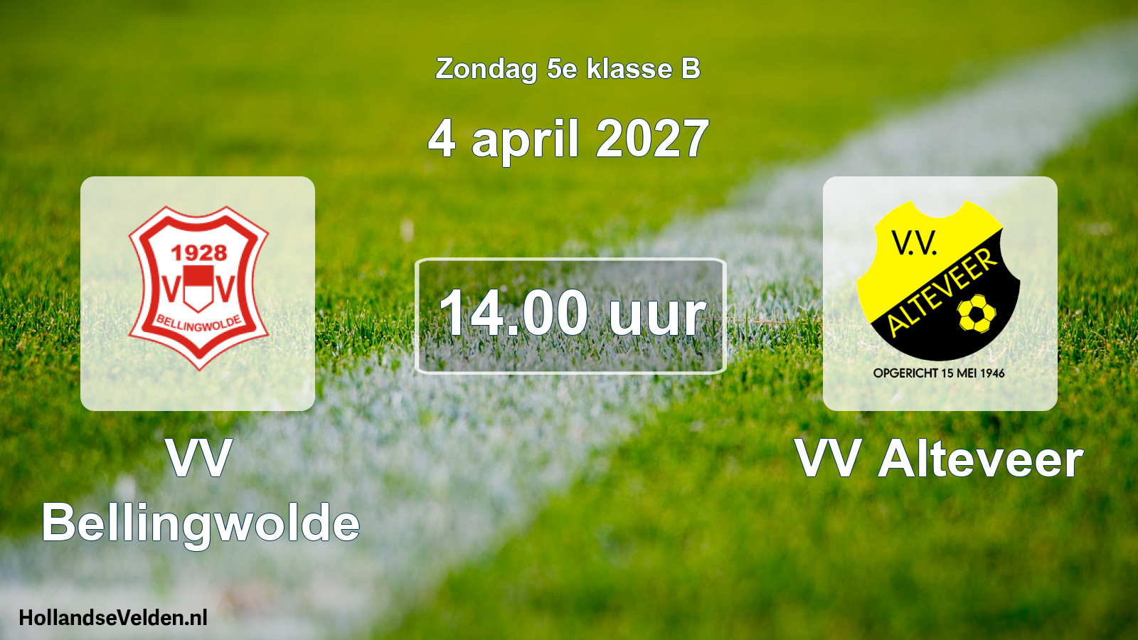Geplande wedstrijd: VV Bellingwolde - VV Alteveer (4 april 2027)