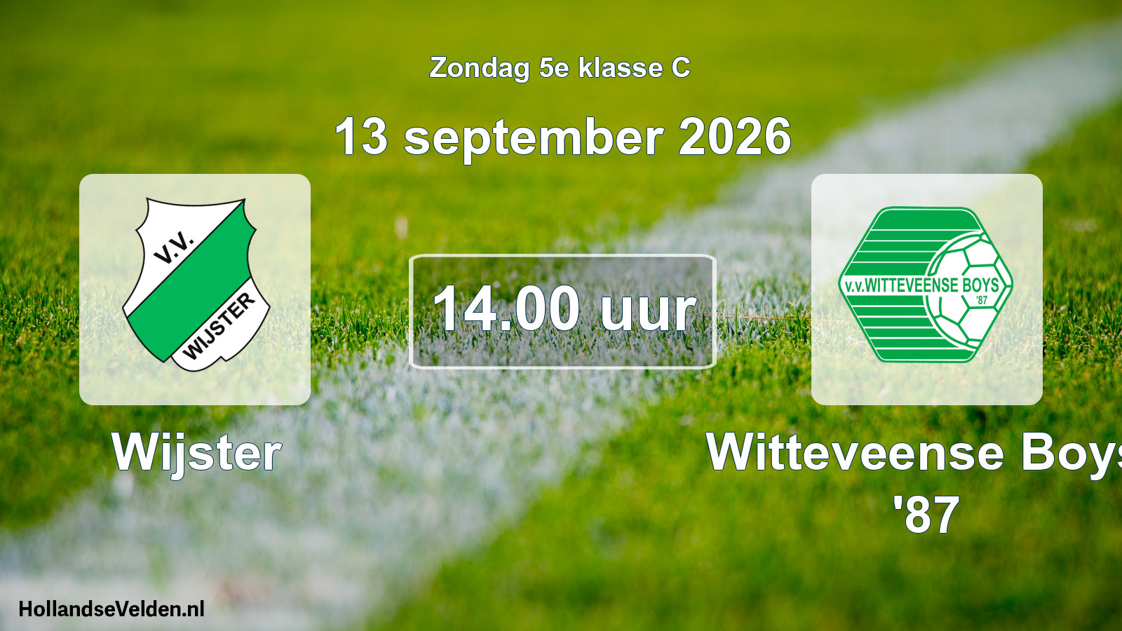 Geplande wedstrijd: Wijster - Witteveense Boys '87 (13 september 2026)