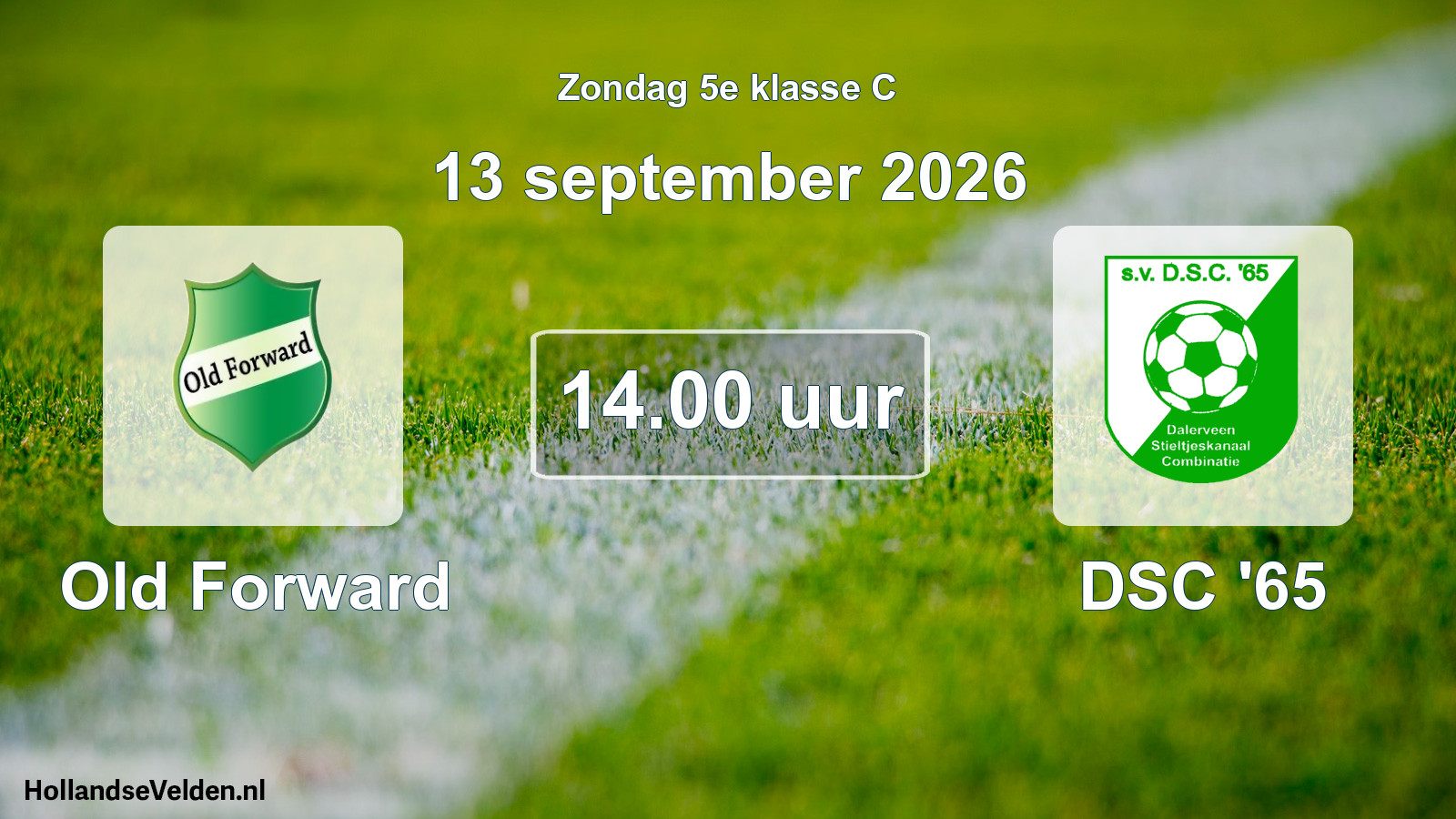 Geplande wedstrijd: Old Forward - DSC '65 (13 september 2026)