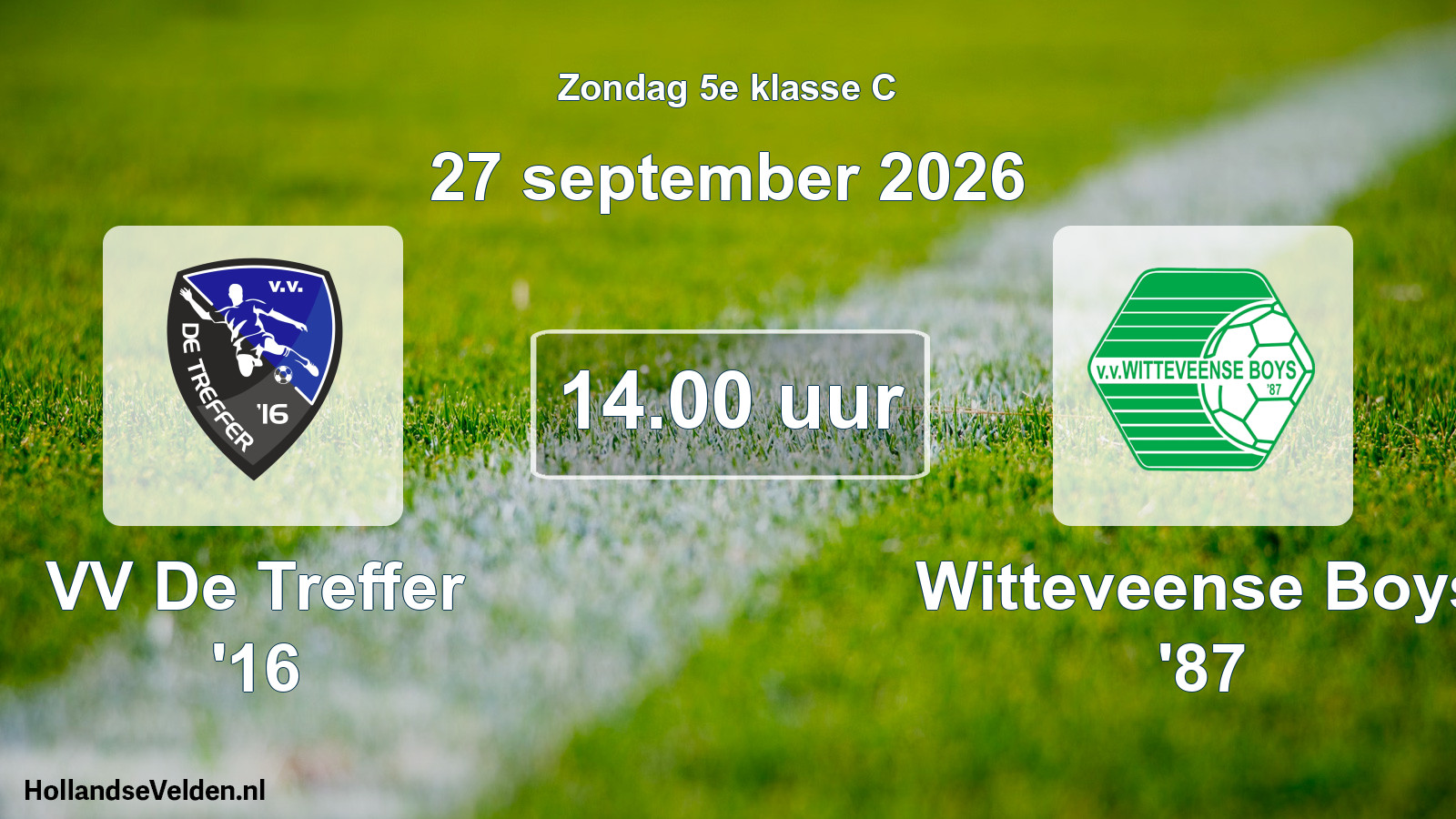 Geplande wedstrijd: VV De Treffer '16 - Witteveense Boys '87 (27 september 2026)