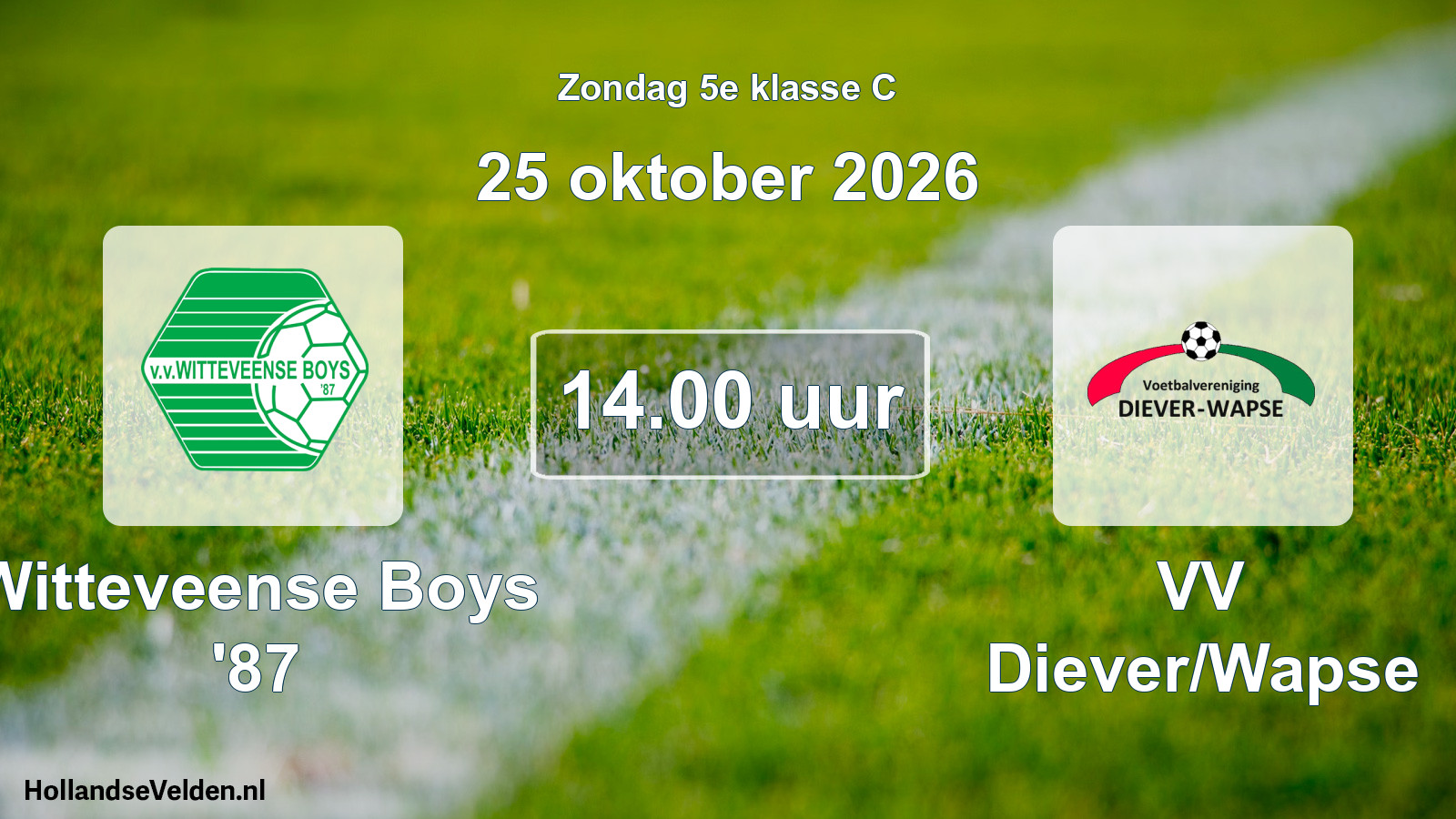 Geplande wedstrijd: Witteveense Boys '87 - VV Diever/Wapse (25 oktober 2026)