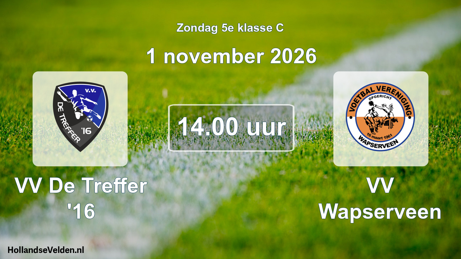 Geplande wedstrijd: VV De Treffer '16 - VV Wapserveen (1 november 2026)