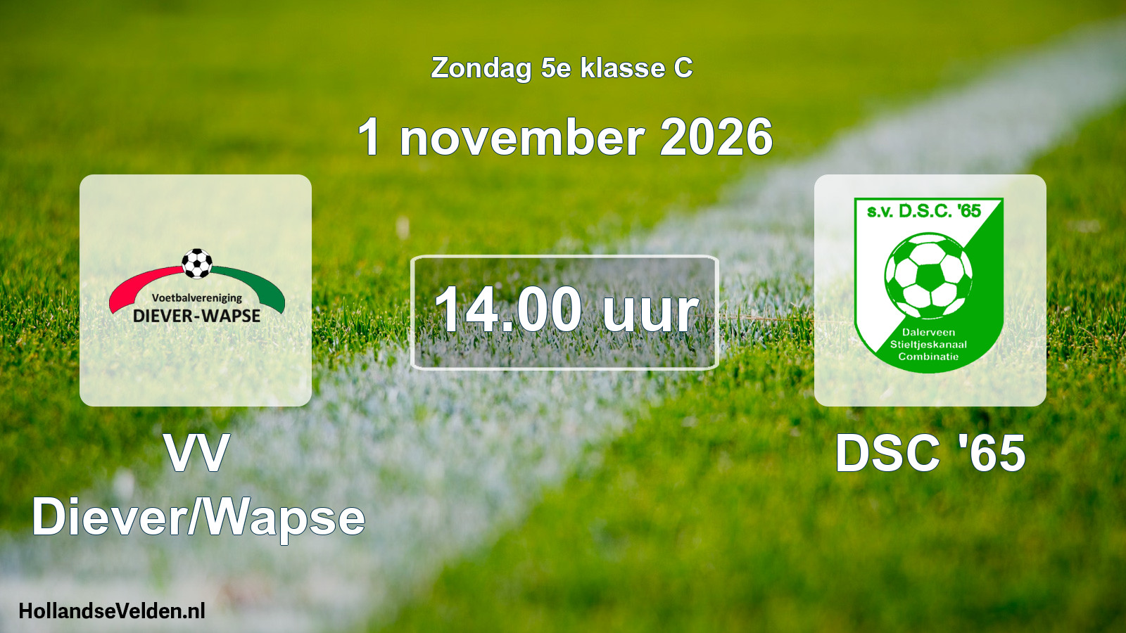 Geplande wedstrijd: VV Diever/Wapse - DSC '65 (1 november 2026)