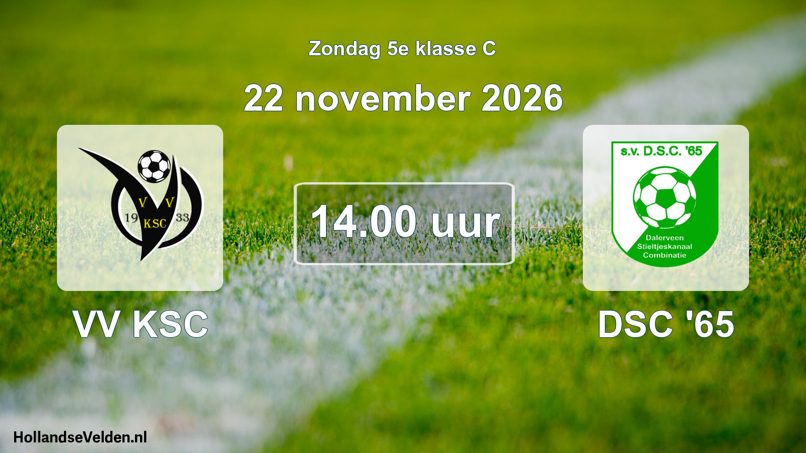 Geplande wedstrijd: VV KSC - DSC '65 (22 november 2026)