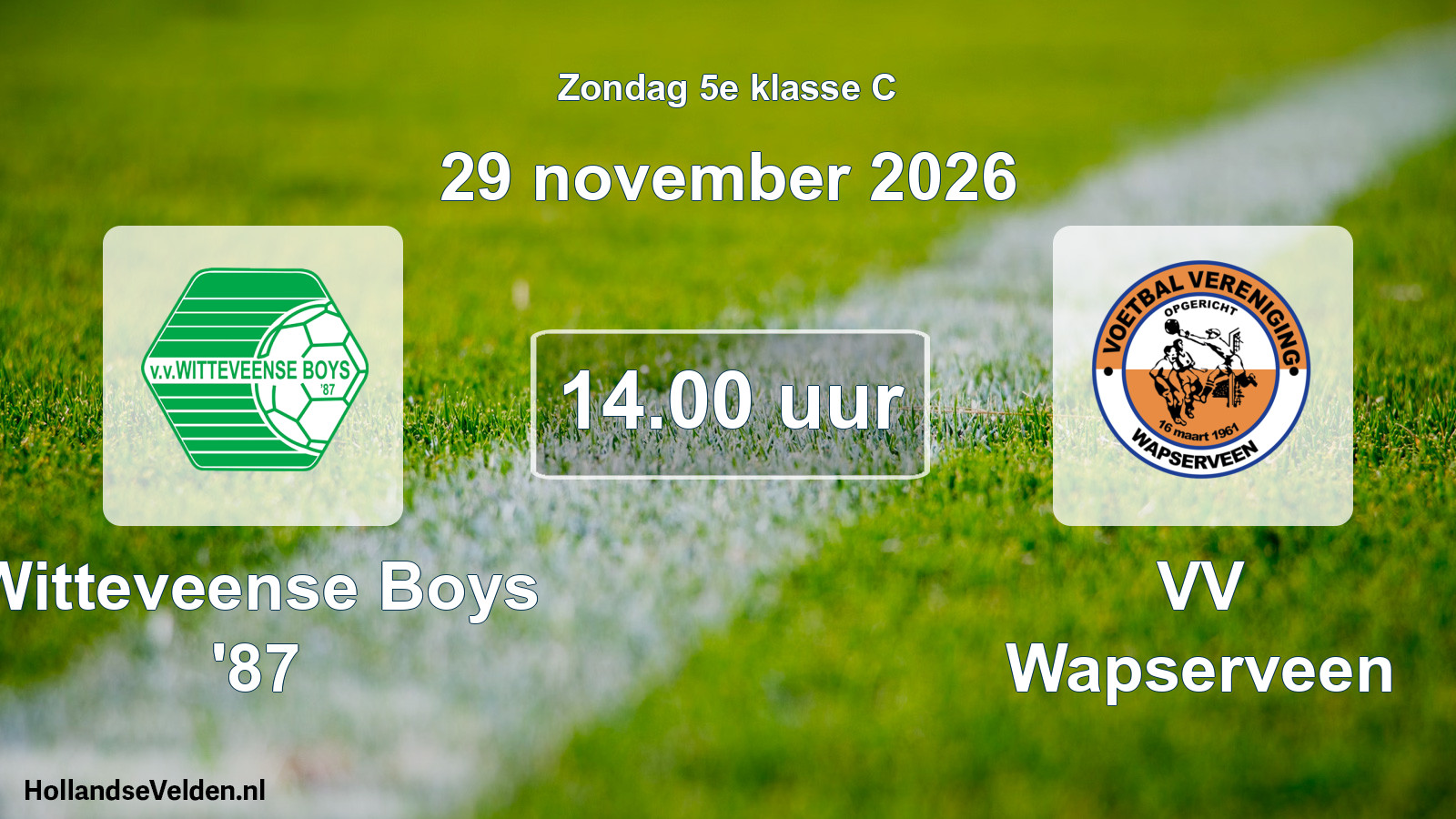 Geplande wedstrijd: Witteveense Boys '87 - VV Wapserveen (29 november 2026)