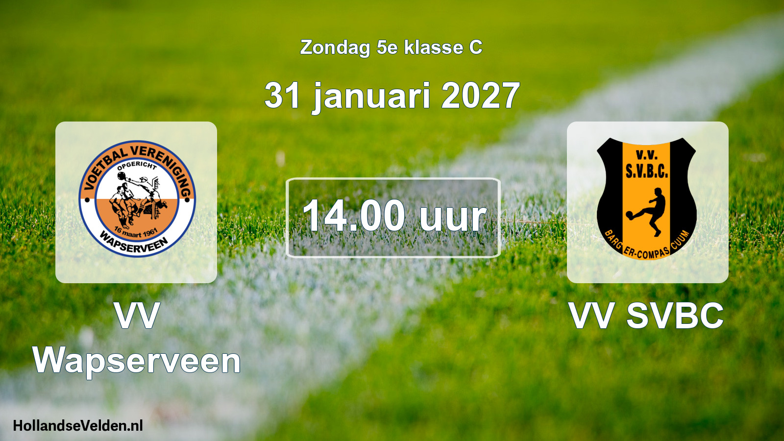 Geplande wedstrijd: VV Wapserveen - VV SVBC (31 januari 2027)