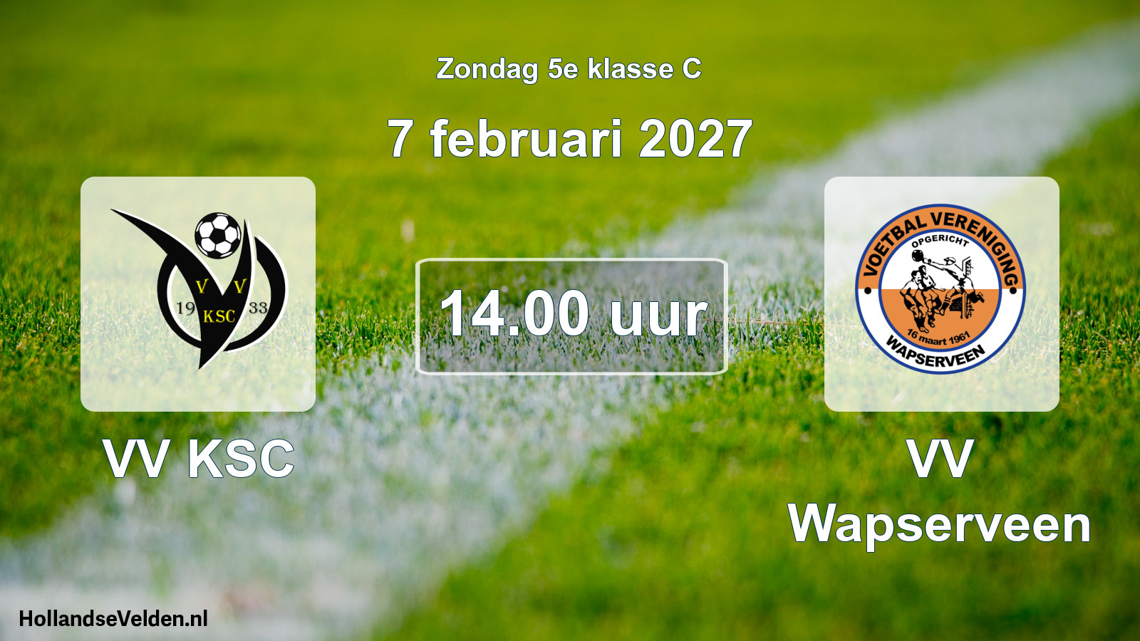 Geplande wedstrijd: VV KSC - VV Wapserveen (7 februari 2027)