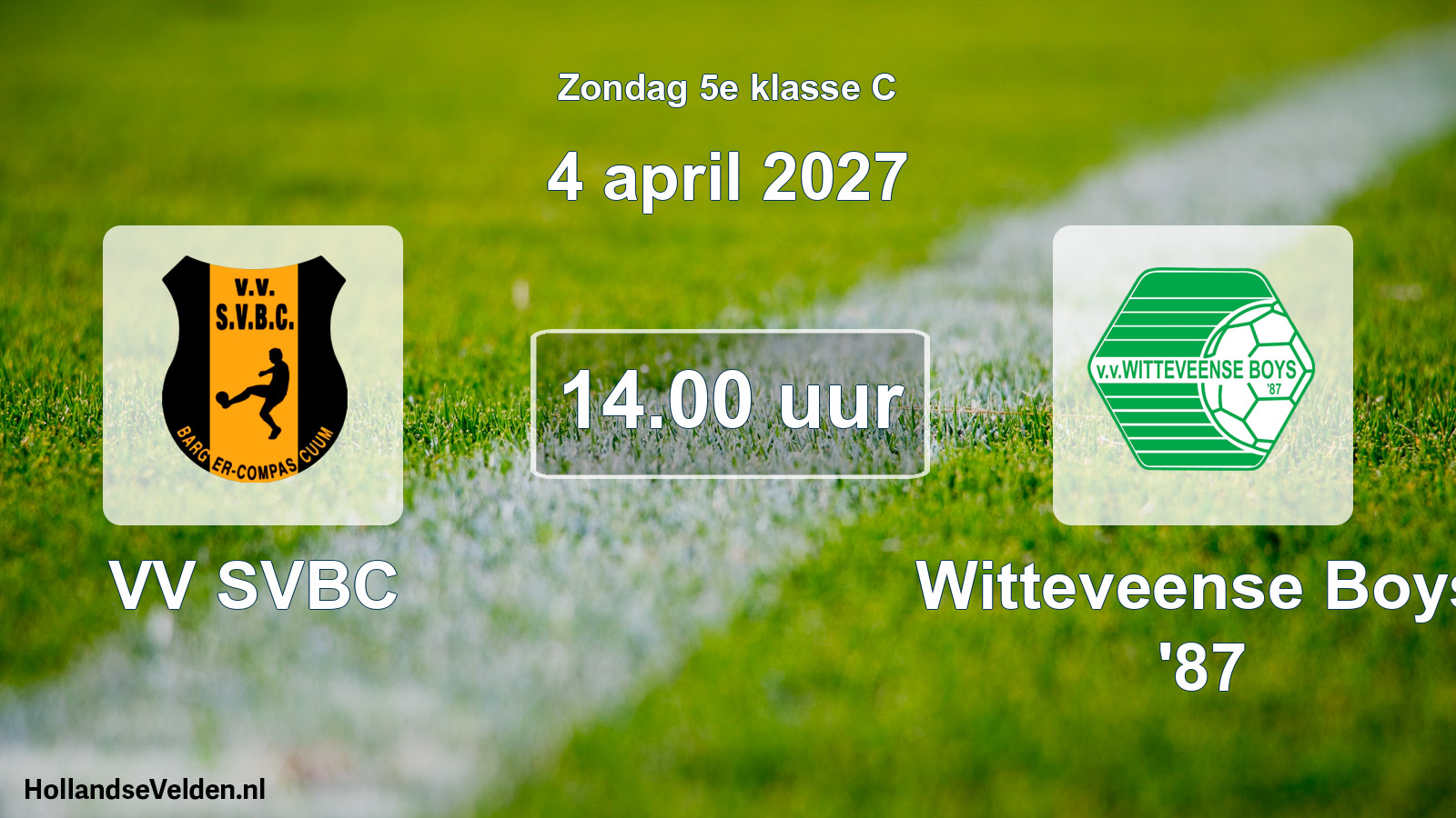 Geplande wedstrijd: VV SVBC - Witteveense Boys '87 (4 april 2027)