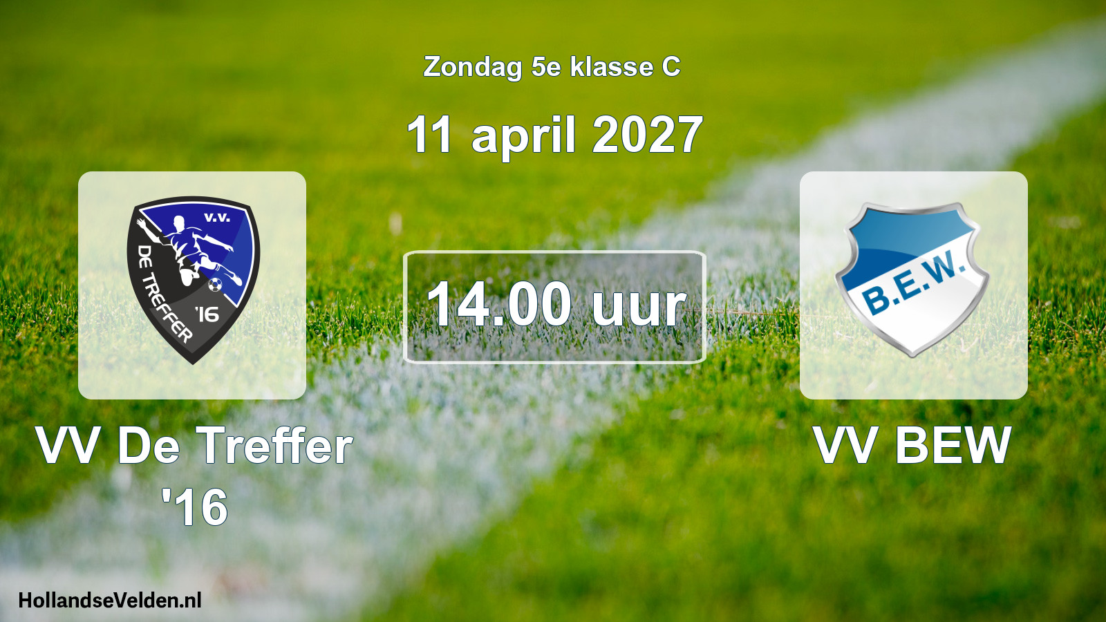 Geplande wedstrijd: VV De Treffer '16 - VV BEW (11 april 2027)