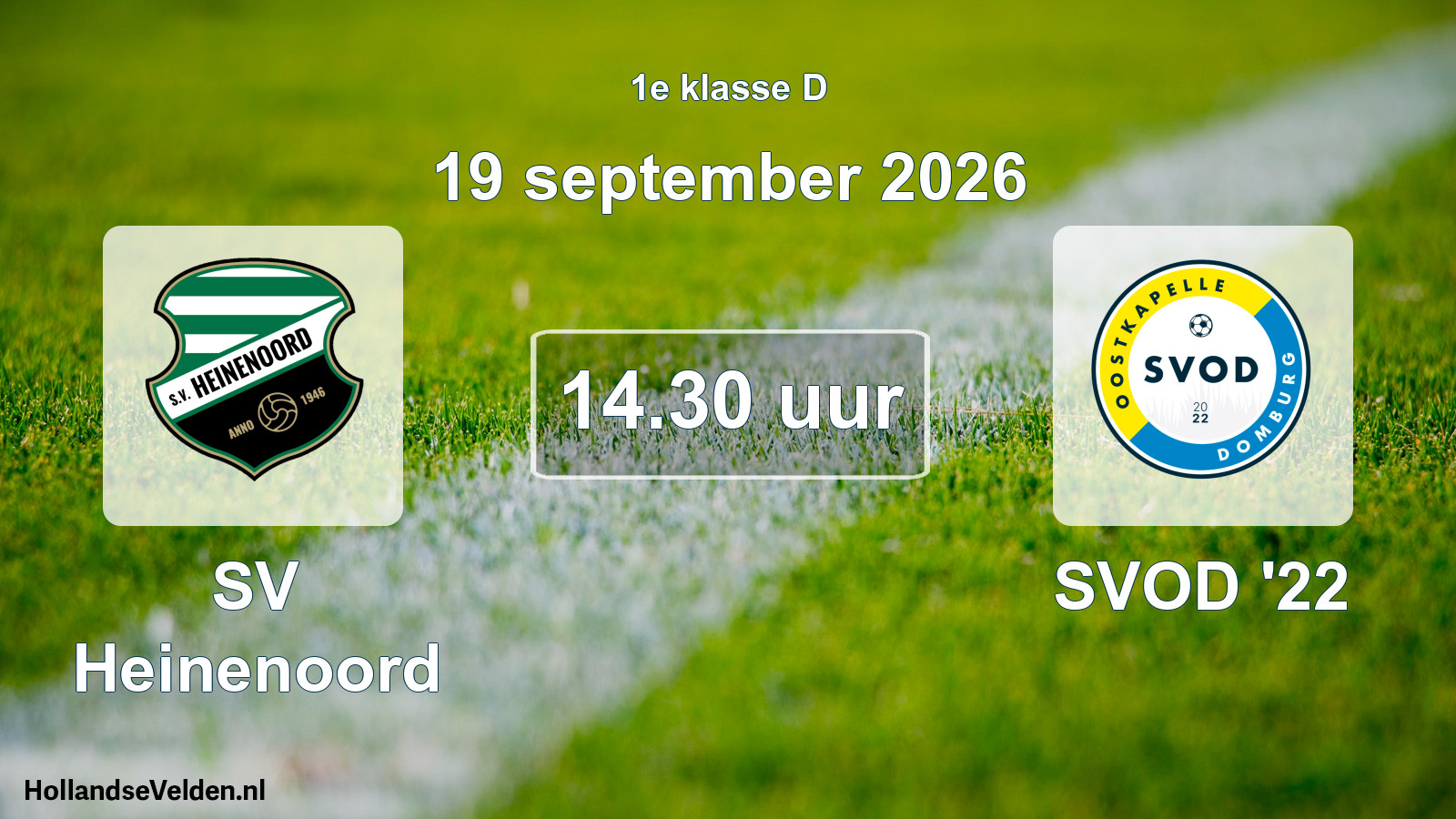 Geplande wedstrijd: SV Heinenoord - SVOD '22 (19 september 2026)