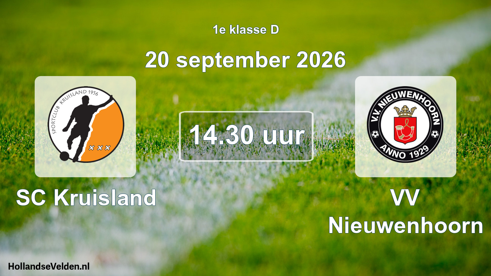Geplande wedstrijd: SC Kruisland - VV Nieuwenhoorn (20 september 2026)