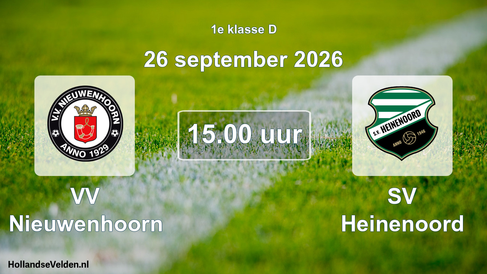 Scheduled Match: VV Nieuwenhoorn - SV Heinenoord (26 September 2026)