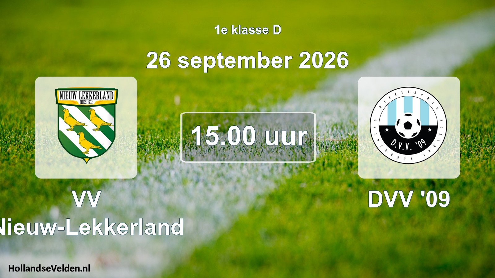 Geplande wedstrijd: VV Nieuw-Lekkerland - DVV '09 (26 september 2026)