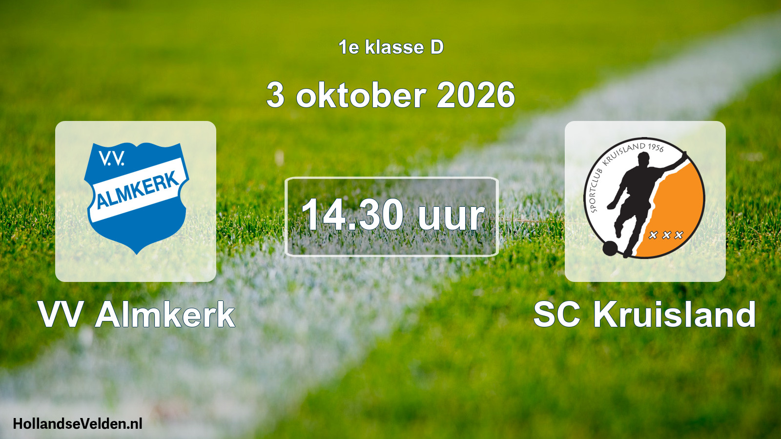 Geplande wedstrijd: VV Almkerk - SC Kruisland (3 oktober 2026)