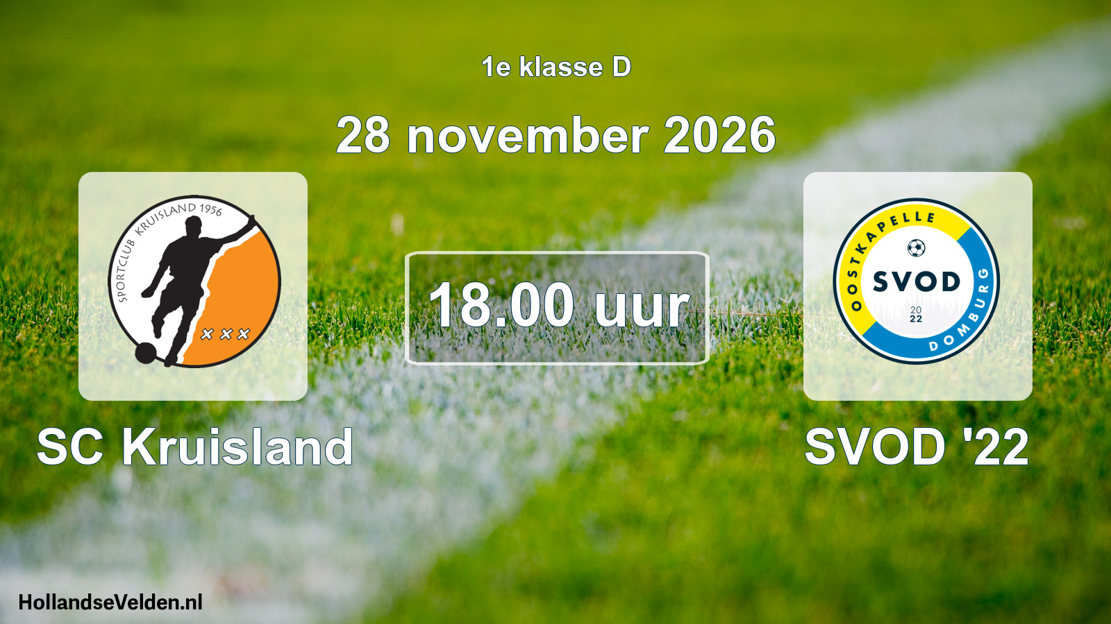 Geplande wedstrijd: SC Kruisland - SVOD '22 (28 november 2026)