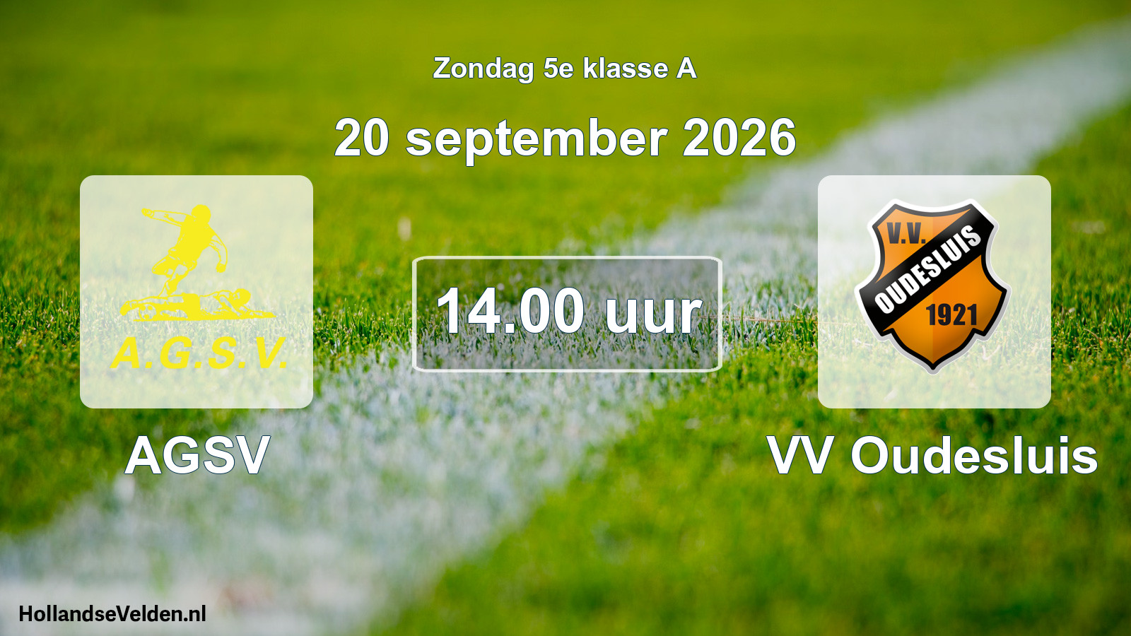 Geplande wedstrijd: AGSV - VV Oudesluis (20 september 2026)